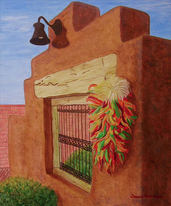 Southwest Art Print featuring the painting Los Chiles by Donna Manaraze