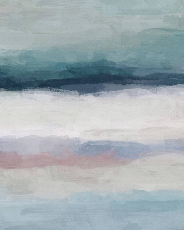 Dark Teal Art Print featuring the painting Lullaby Waves III by Rachel Elise