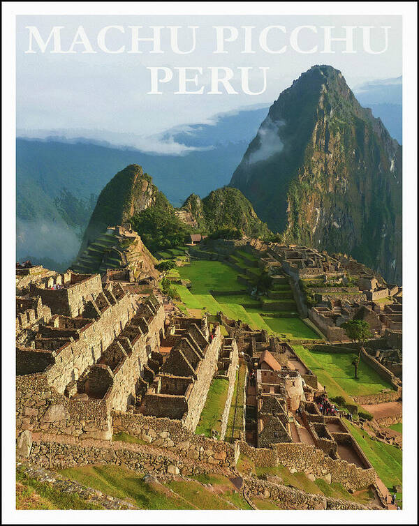 Machu Picchu Art Print featuring the photograph Machu Picchu Peru Retro Vintage Travel Poster by Carol Japp