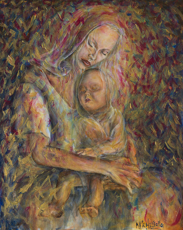 Mother Art Print featuring the painting Madonna and Child by Nik Helbig