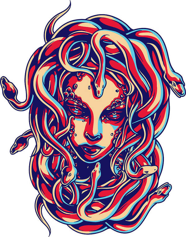 Greek Mythology Art Print featuring the digital art Medusa by Jacob Zelazny