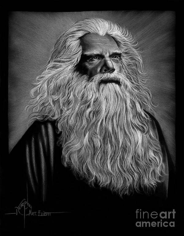 Pencil Art Print featuring the drawing Merlin the Wizard drawing by Murphy Art Elliott