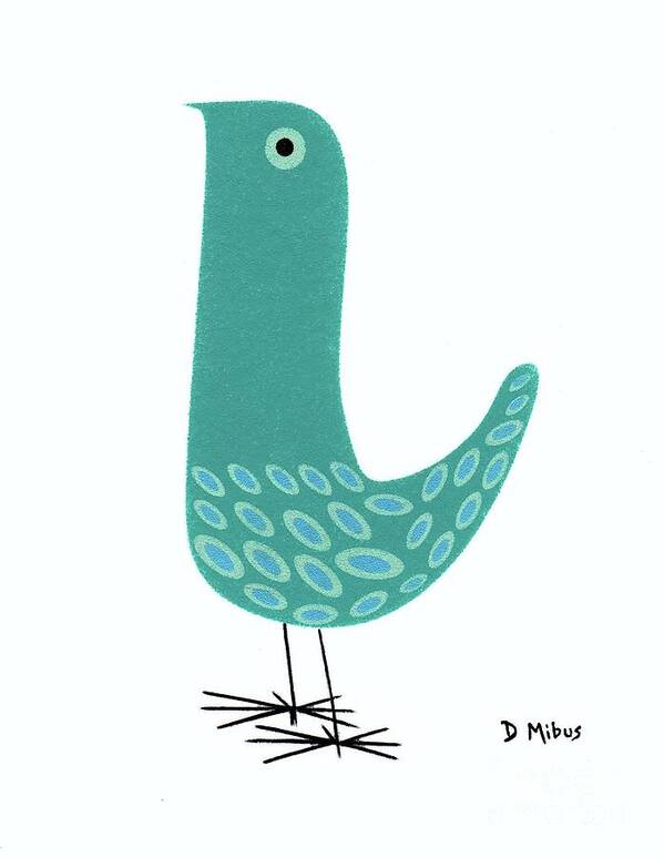 Mid Century Modern Bird Art Print featuring the painting Mid Century Bird Alessandro Pianon Style by Donna Mibus