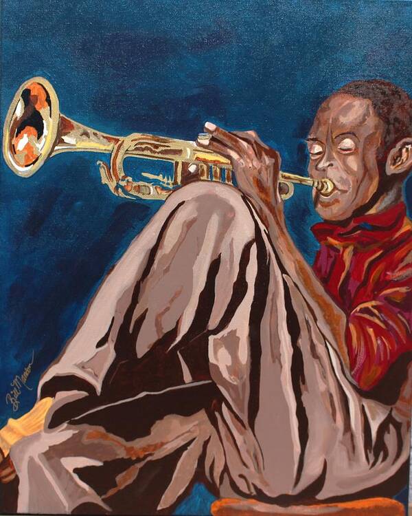  Art Print featuring the painting Miles Davis-Backstage by Bill Manson