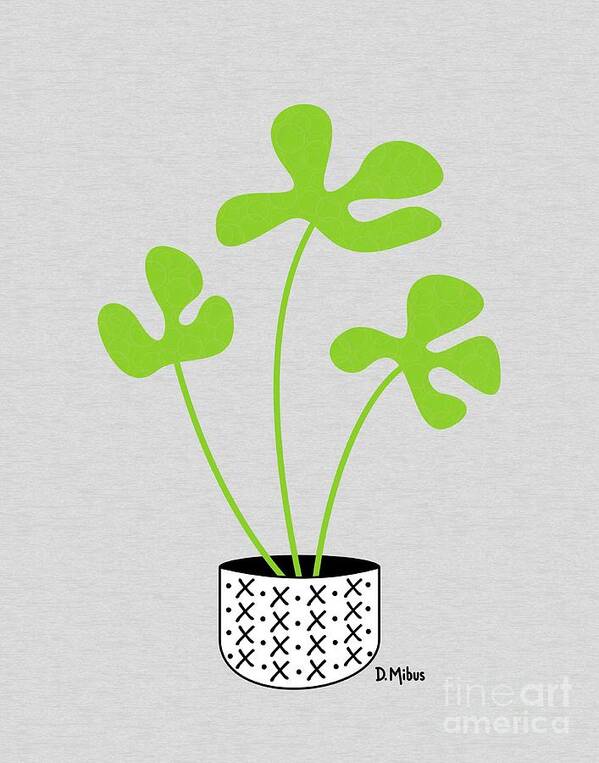 Minimal Art Print featuring the mixed media Minimalistic Green Potted Plant 2 by Donna Mibus