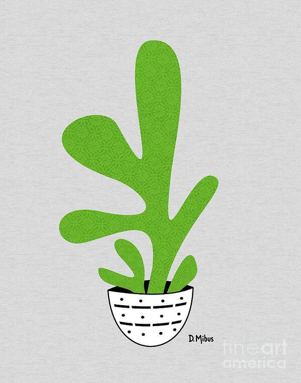 Minimal Art Print featuring the mixed media Minimalistic Green Potted Plant by Donna Mibus