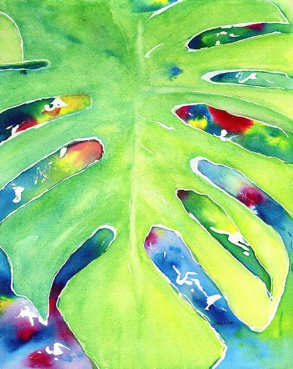 Leaf Art Print featuring the painting Monstera Tropical Leaves 2 by Carlin Blahnik CarlinArtWatercolor