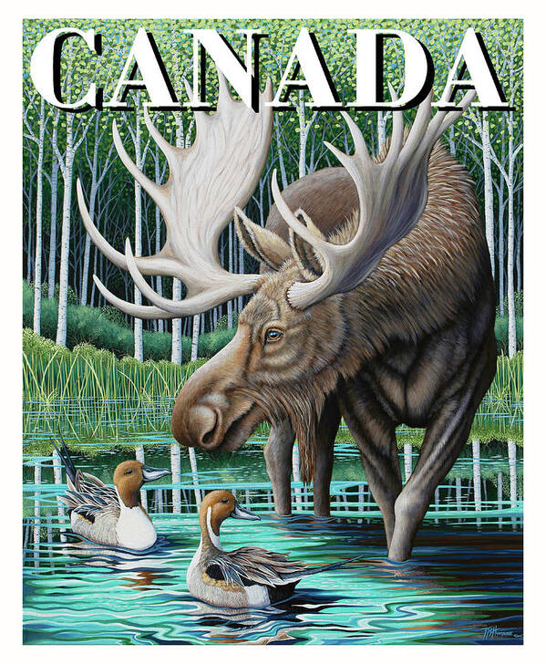 Canada Art Print featuring the painting Moose Canada by Tish Wynne