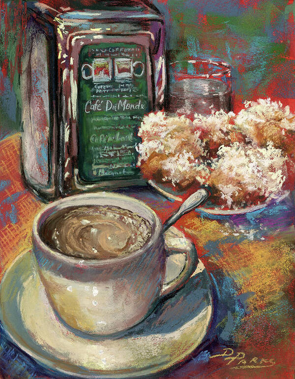 New Orleans Food Art Print featuring the painting Morning Cafe au Lait by Dianne Parks