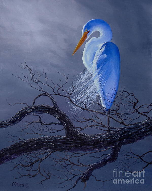 Egret Art Print featuring the painting Morning Egret by Michael Allen