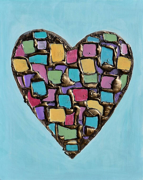 Heart Art Print featuring the painting Mosaic Heart by Amanda Dagg