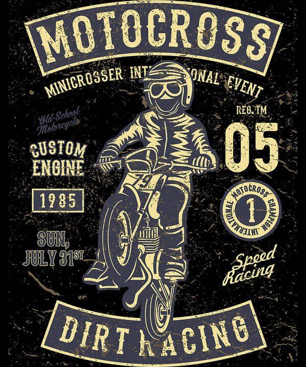 Dirtbike Art Print featuring the digital art Motocross Dirt Racing by Jacob Zelazny