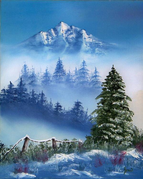 Christmas Art Print featuring the painting Mountain Winter by Joni McPherson