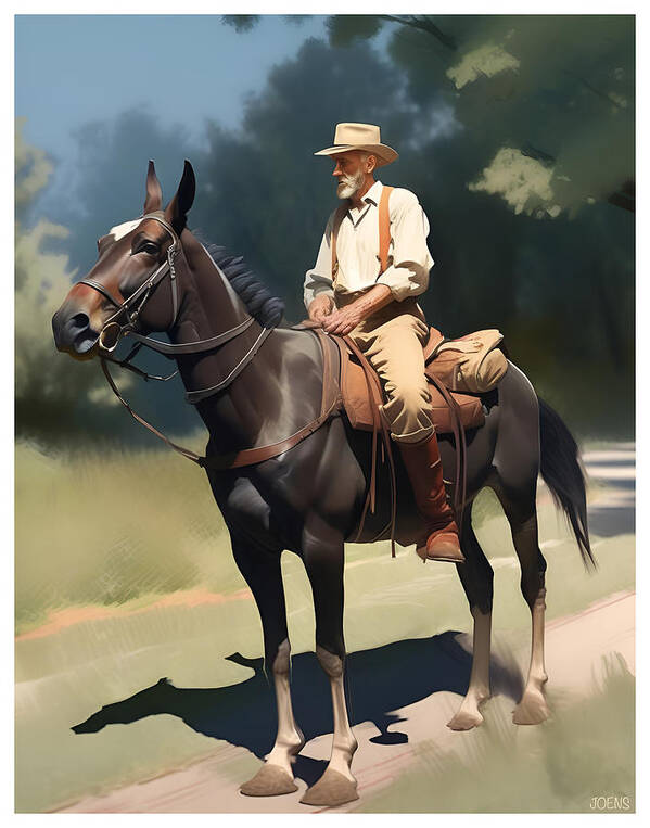 Mule Art Print featuring the digital art Mule Rider by Greg Joens