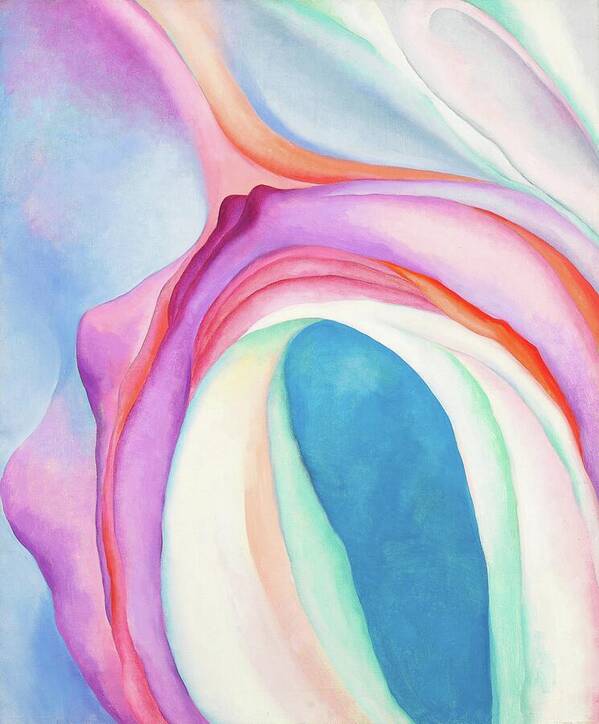 Georgia O'keeffe Art Print featuring the painting Music Pink and Blue No 2 - Colorful modernist abstract painting by Georgia O'Keeffe