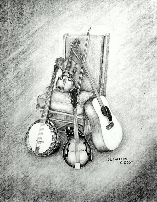  Art Print featuring the drawing Musical Still Life by J L Collins