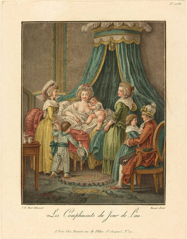 Louis-marin Bonnet Art Print featuring the drawing New Year's Greeting by Louis-Marin Bonnet