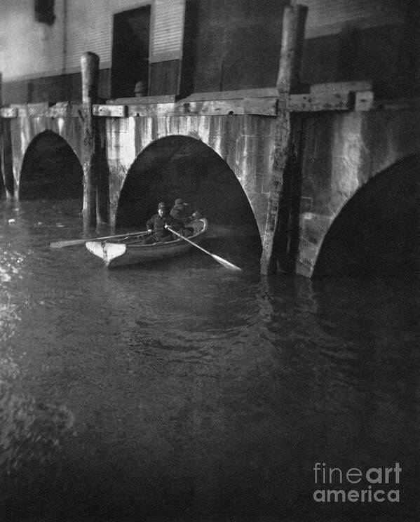 1800s Art Print featuring the photograph New York City Police Boat, c1889 by Jacob Riis