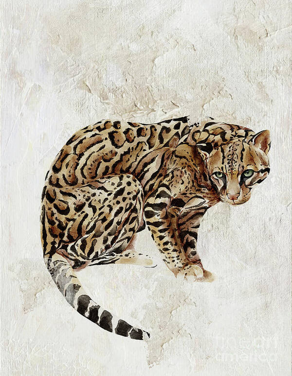 Ocelot Art Print featuring the painting Ocelot Wild Cat Animal Painting by Garden Of Delights