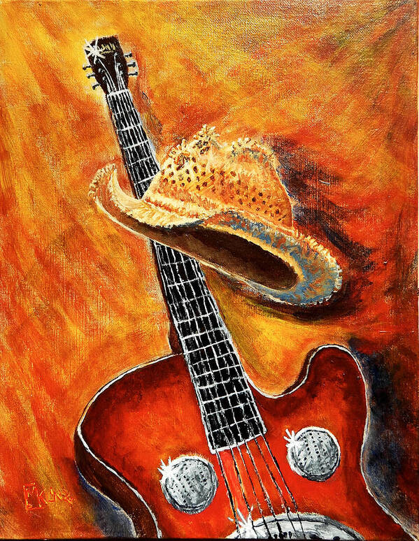 Music Art Print featuring the painting Old Hat, New Axe by Mike Kling