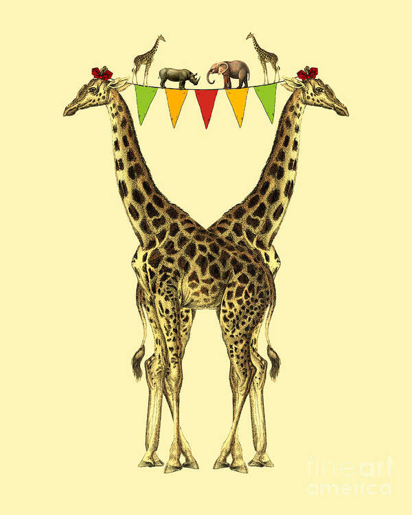Giraffe Art Print featuring the digital art Party Theme Giraffes by Madame Memento