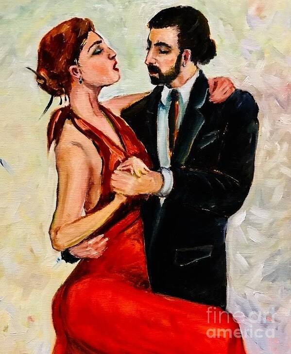 Tango Art Print featuring the painting Passionate tango by Lana Sylber