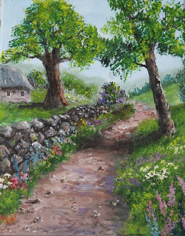 Landscape Art Print featuring the painting Path to the past by Megan Walsh