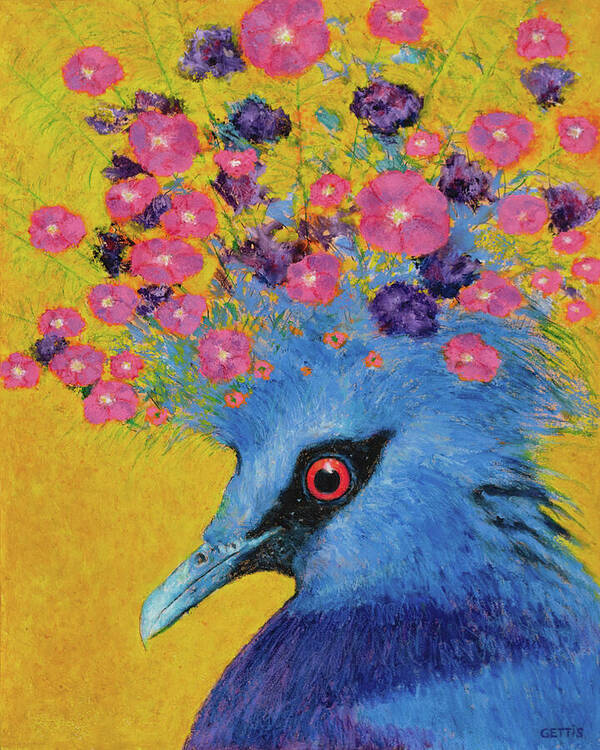 Bird Art Print featuring the mixed media Pigeon Portrait by Jeff Gettis