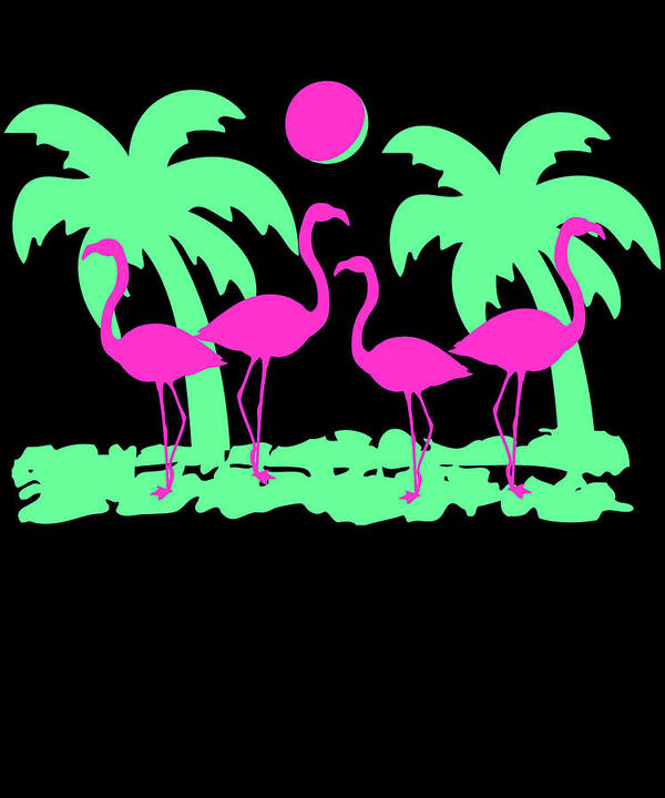 Funny Art Print featuring the digital art Pink Flamingos by Flippin Sweet Gear