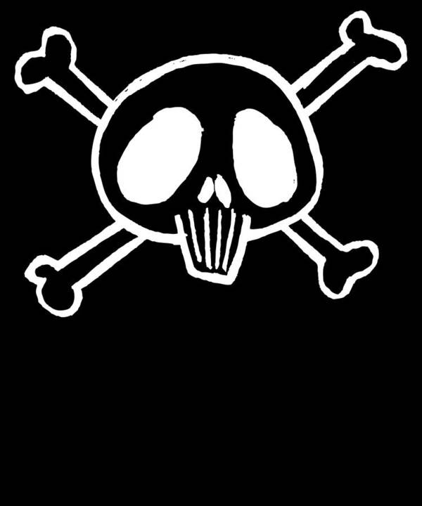 Funny Art Print featuring the digital art Pirate Skull And Bones Sketch by Flippin Sweet Gear