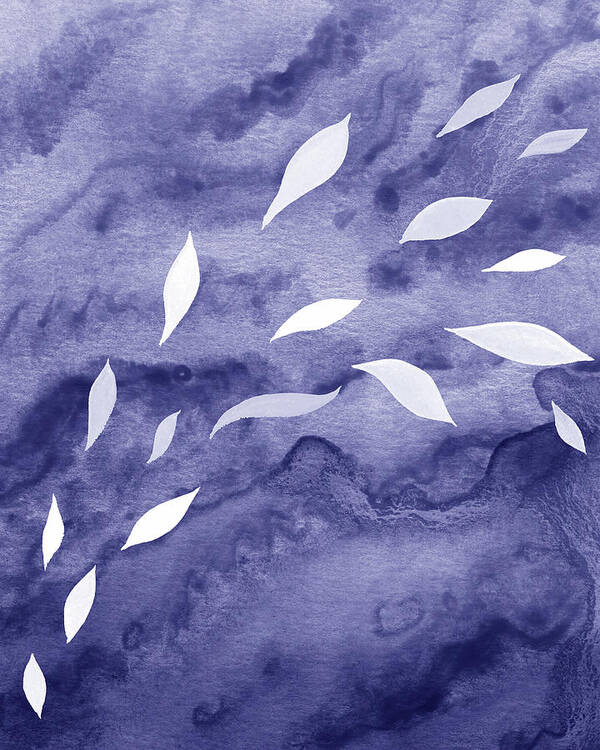 Purple Abstract Art Print featuring the painting Purple Blue Abstract Very Peri Floral Pattern Decor Design XXI by Irina Sztukowski