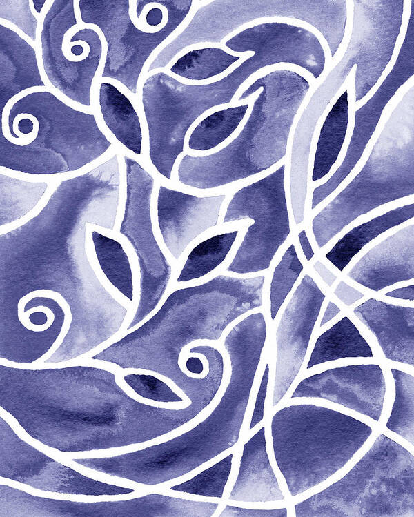 Very Peri Art Print featuring the painting Purple Blue Very Peri Abstract Watercolor Floral Decor Design X by Irina Sztukowski