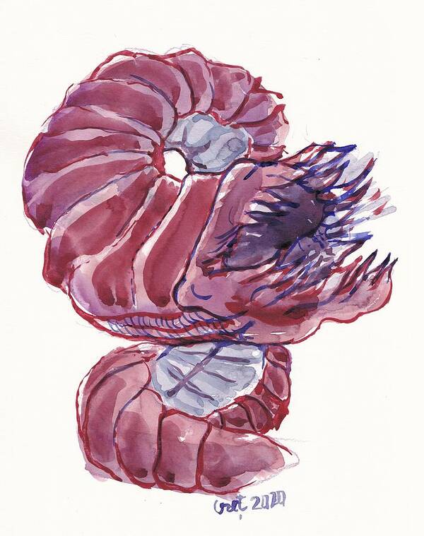 Miniature Art Print featuring the painting Purple Worm by George Cret