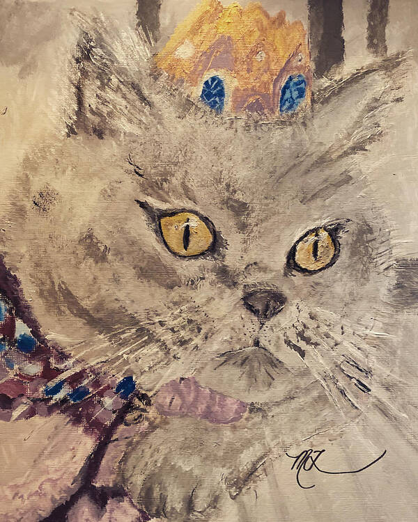 Cat Art Print featuring the painting Grey Kitty by Melody Fowler