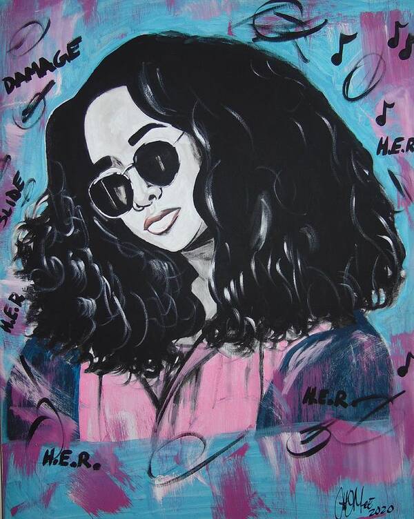 H.e.r Music Art Print featuring the painting Queen HER by Antonio Moore