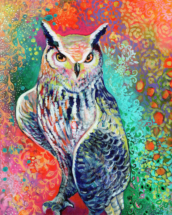 Owl Art Print featuring the painting Ready to Tango by Jennifer Lommers