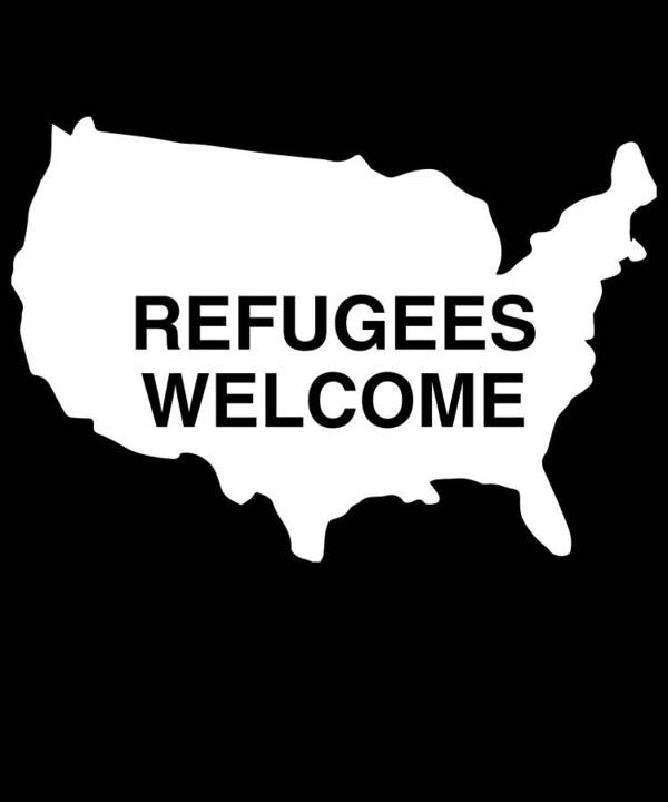 Funny Art Print featuring the digital art Refugees Welcome USA by Flippin Sweet Gear