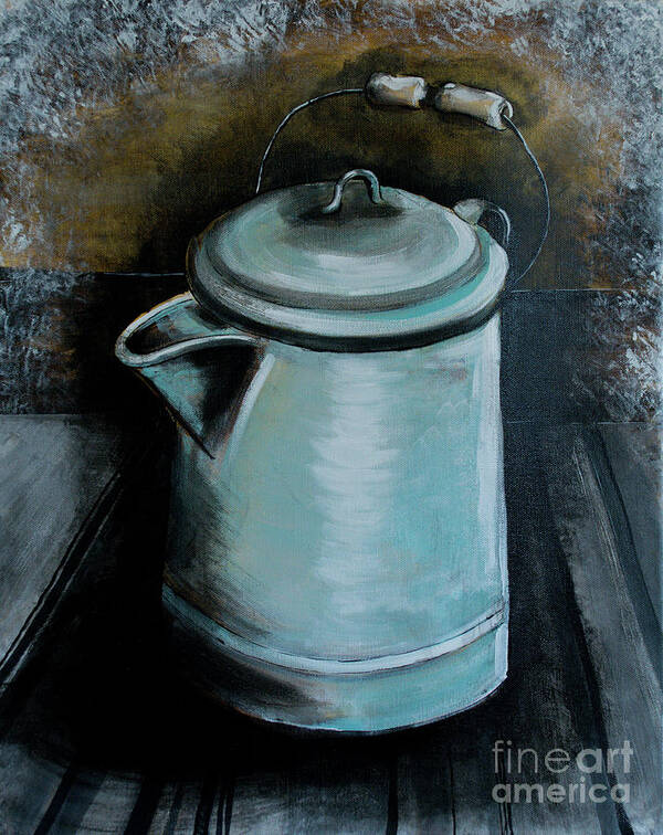 Retro Campfire coffee pot Art Print by Patricia Panopoulos - Fine