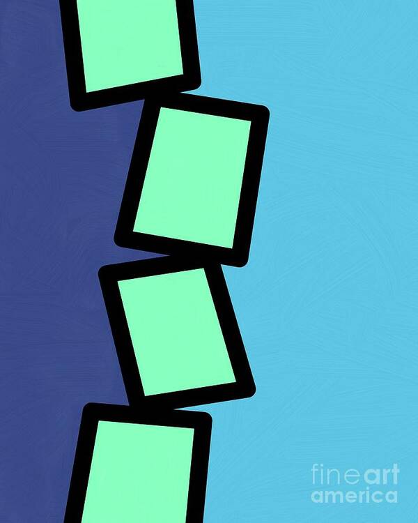 Retro Art Print featuring the mixed media Retro Mint Green Rectangles 2 by Donna Mibus
