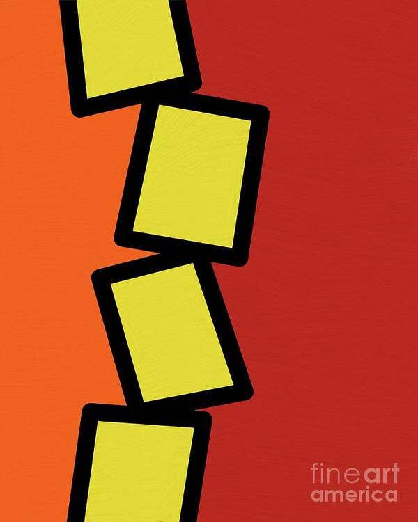 Retro Art Print featuring the mixed media Retro Yellow Rectangles 2 by Donna Mibus