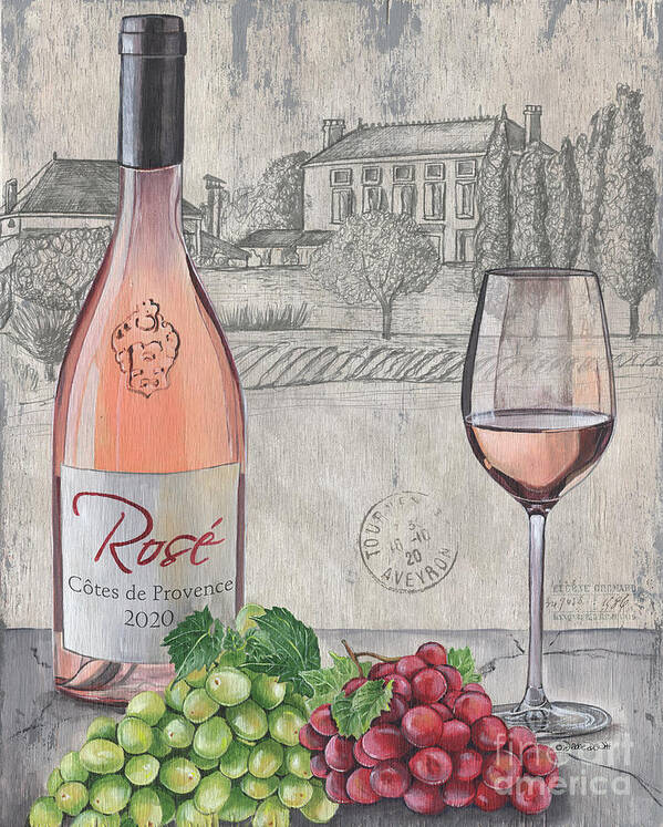 Rosé Art Print featuring the painting Rose All Day 1 by Debbie DeWitt