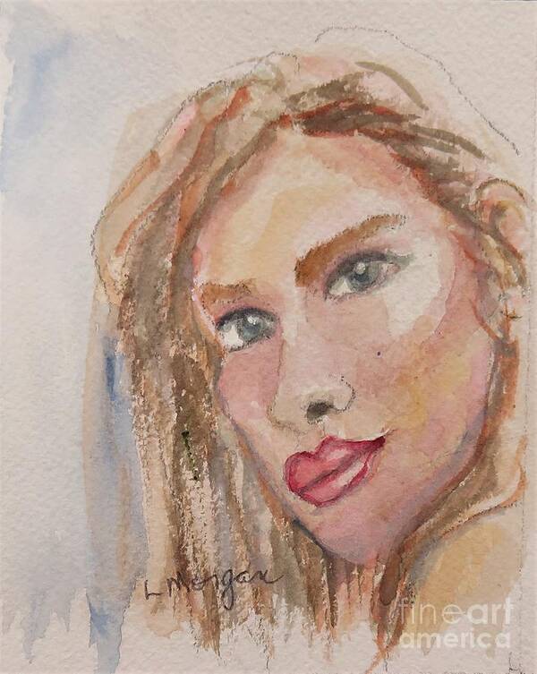 Portrait Art Print featuring the painting Ruby Lips by Laurie Morgan