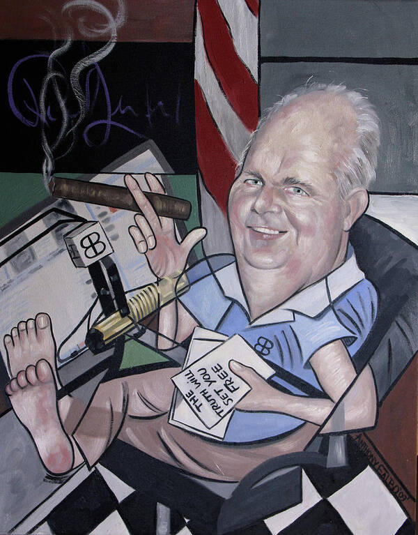Rush Limbaugh Art Print featuring the painting Rush Limbough, Talent On Loan From God by Anthony Falbo