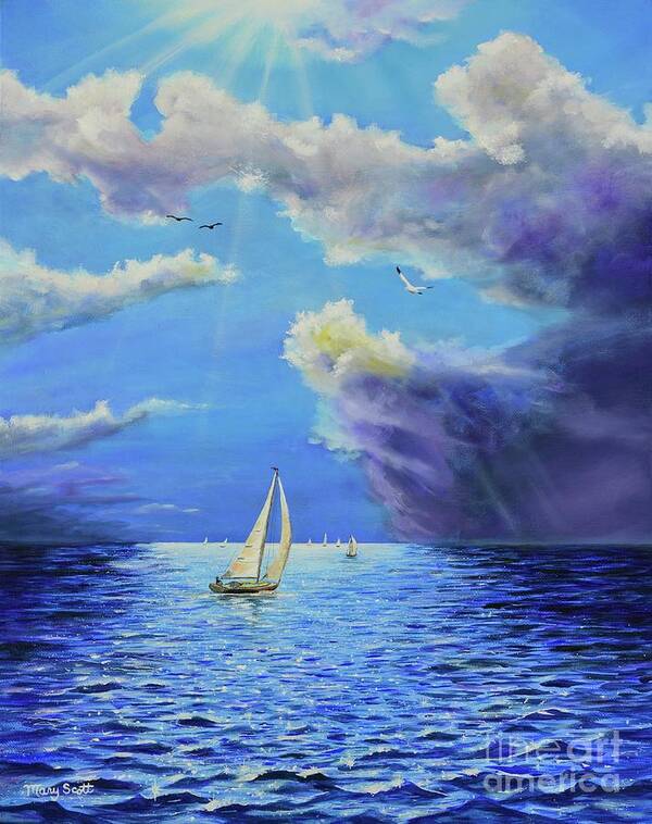 Ocean Art Print featuring the painting Sail Away by Mary Scott
