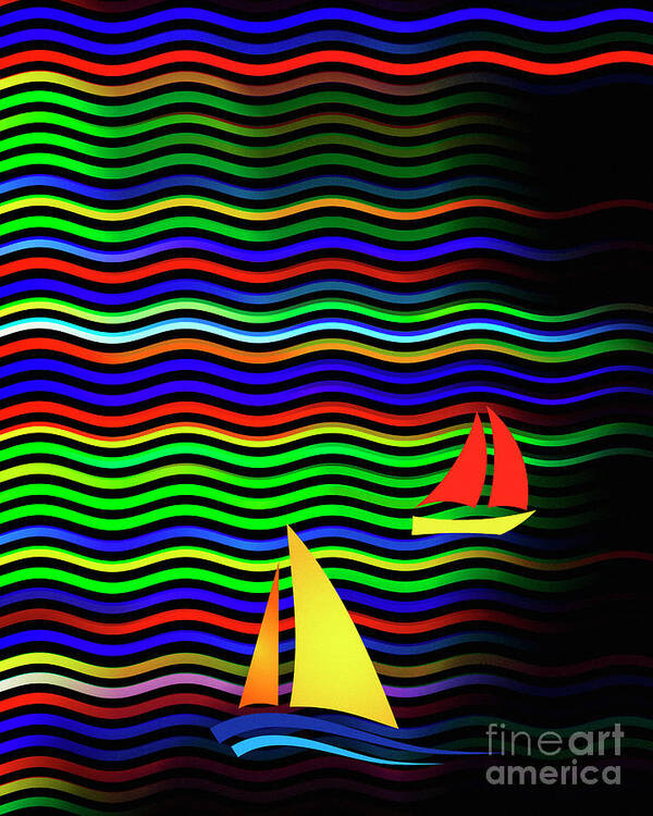 Nag006101 Art Print featuring the digital art Sail The Ocean 03 by Edmund Nagele FRPS
