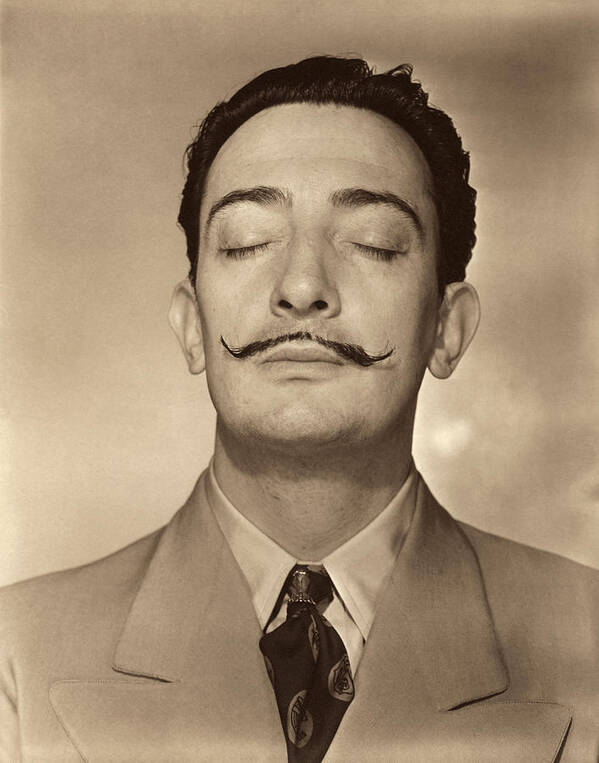 Portrait Art Print featuring the photograph Salvador Dali With Eyes Closed by Horst P Horst