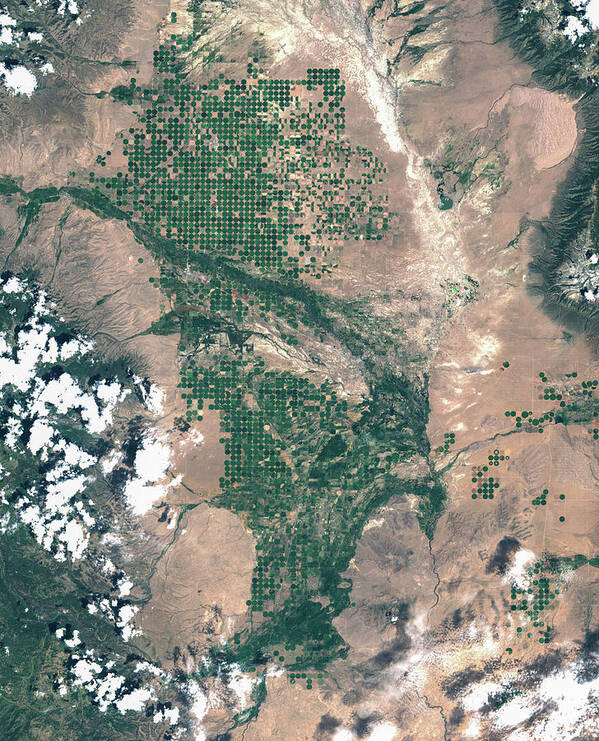 Satellite Image Art Print featuring the digital art San Luis Valley, Colorado by Christian Pauschert