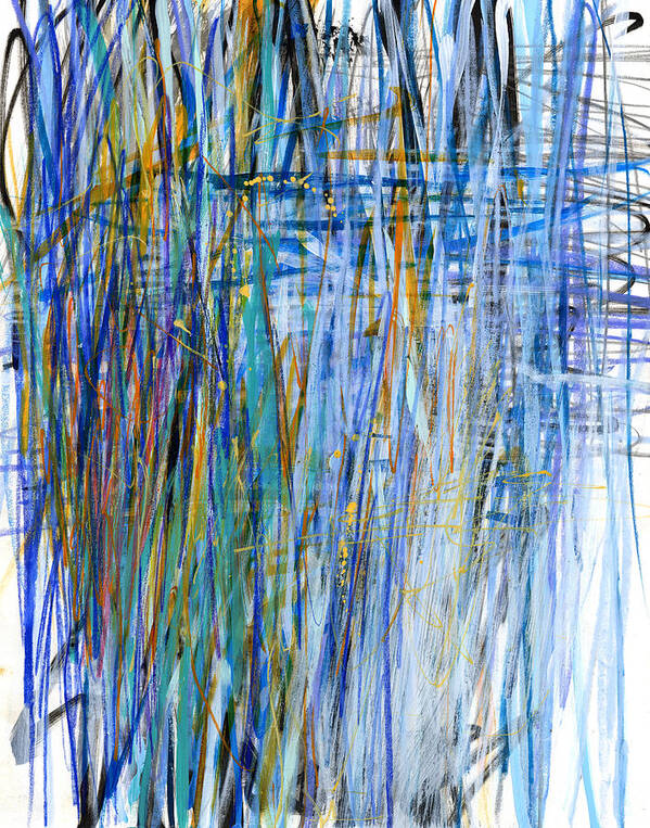 Abstract Art Art Print featuring the painting Scribble in Blue #2 by Jane Davies