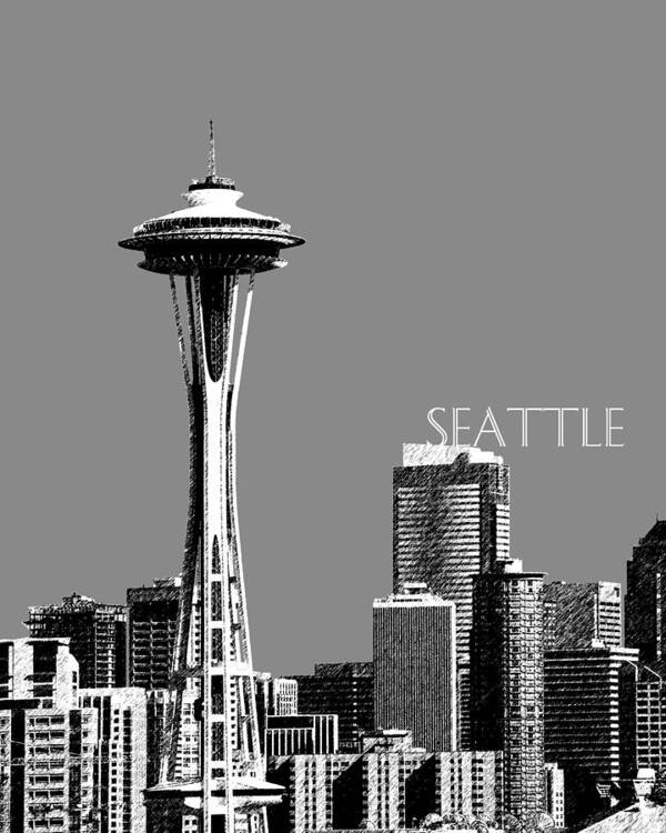 Architecture Art Print featuring the digital art Seattle Skyline Space Needle - Pewter by DB Artist