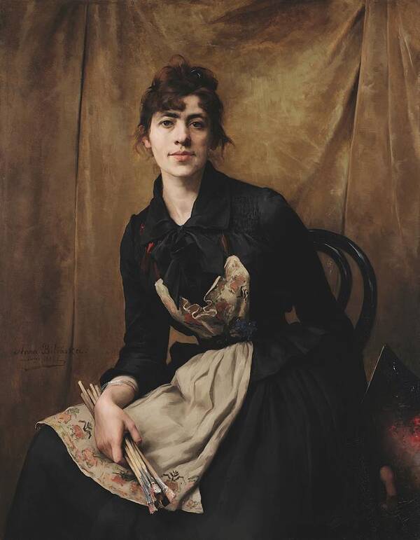 Anna Bilińska-bohdanowicz Art Print featuring the painting Self-portrait with a Palette by Anna Bilinska